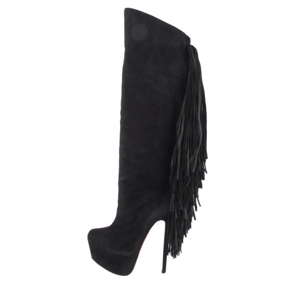 Christian Louboutin Shoes - Christian Louboutin daffodil black suede fringe boots BRAND NEW NEVER WORN